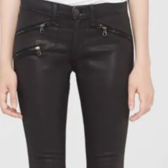 rag & bone Pants - Rag & Bone Jeans Womens Size 27 Black Moto Coated Zippers Biker Edgy Ankle USA